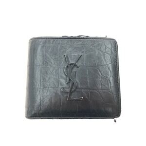 SAINT LAURENT Yves Leather Bi fold Wallet Black